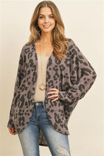 Load image into Gallery viewer, Dark Lavender Leopard Cardigan