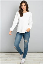 Load image into Gallery viewer, Solid White Terry Fleece Lined Top