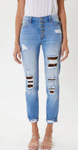 Load image into Gallery viewer, KanCan High Rise Leopard Patch Classic Skinny