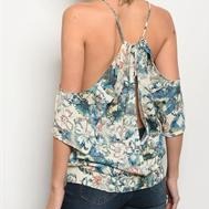 Cream and Blue Floral Top