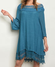 Load image into Gallery viewer, Teal Boho Dress