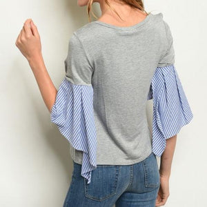 Grey and Blue stripped top