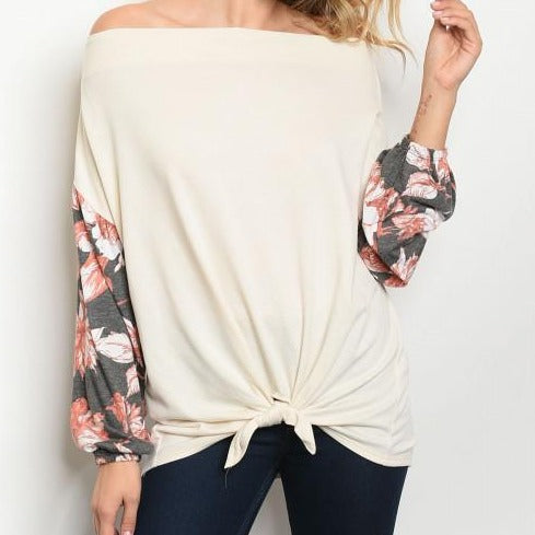 Cream Off The Should Floral Sleeve