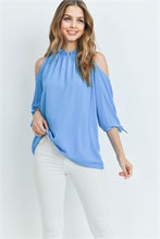 Load image into Gallery viewer, Teal Ruffle Neck Top