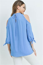 Load image into Gallery viewer, Teal Ruffle Neck Top