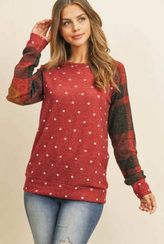 Patched Polka Dot Red Top