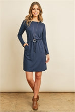 Load image into Gallery viewer, Cinch Waist Navy Dress