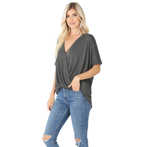 Army Green Draped Front Top