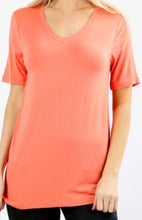Load image into Gallery viewer, Short Sleeve V Neck T Deep Coral