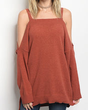 Load image into Gallery viewer, Rust Cold Shoulder Sweater