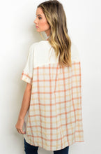 Load image into Gallery viewer, Oatmeal and Pink Plaid Top